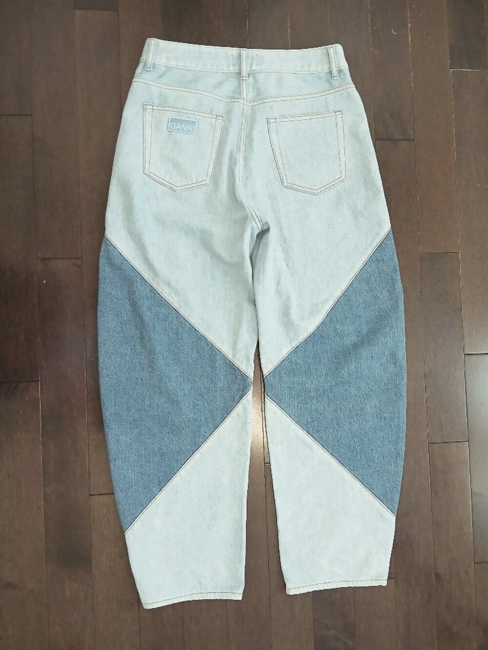 GANNI Scandi-chic Two-Tone Stary Jeans In Cutline Bleach Size 30 - Picture 4 of 10